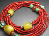 藏式小琉璃红米珠项链