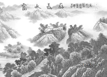 《京城十大书画院院长真迹之富水长存》，曾庆伟，240x68cm，纸本水墨