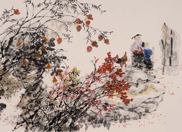 《乡情》，王明明，68cx137cm，纸本水墨
