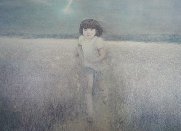 《梦中奔跑的女孩》，何多苓，57x95cm，版画