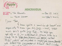 列侬赞美小野洋子的亲笔信上拍
