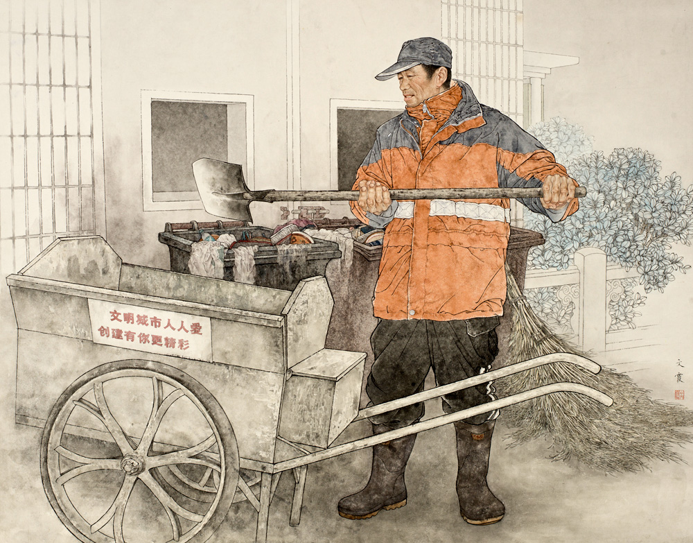 牛文霞《我的大叔》120cm×152cm  纸本设色  2013