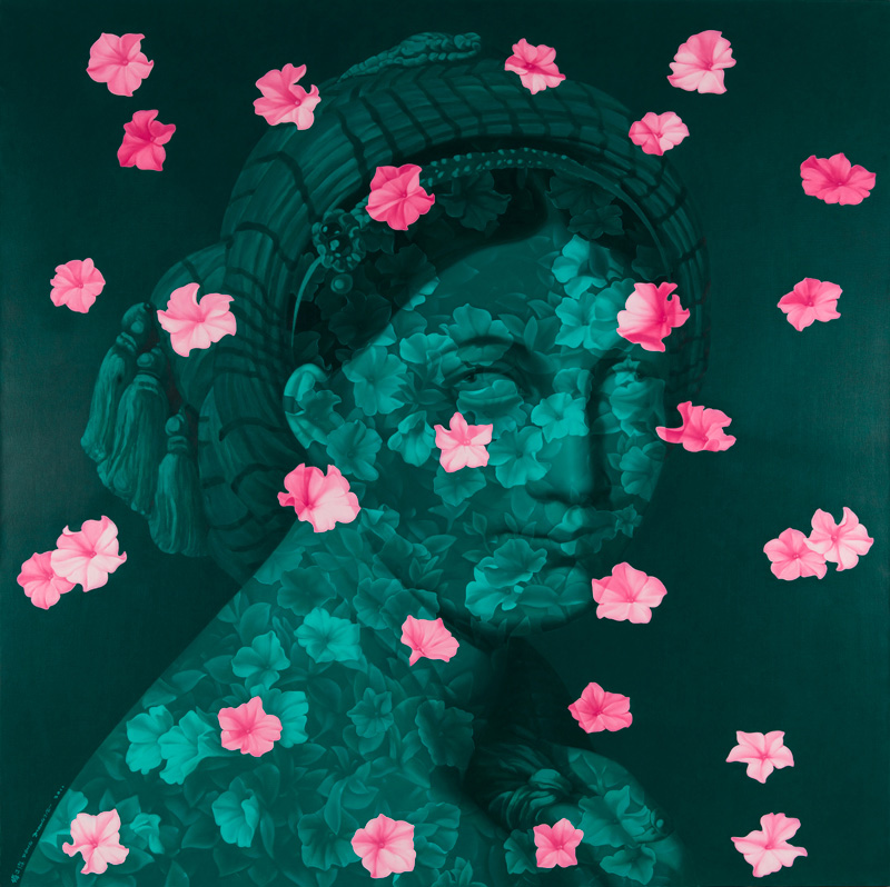 俸正杰《花飘零》210cmx210cm 布面油画