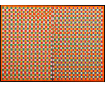 《十示99-10》 丁乙  格子棉布油彩 204×140cm（两联) 1999 年作